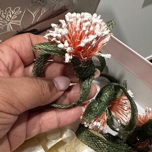 Floral Green and Pink napkin rings set of 6